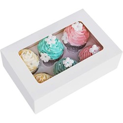 Cajas Cupcakes x 6 (17 x 25 h: 11 cm) con Visor y Separador (x 10)