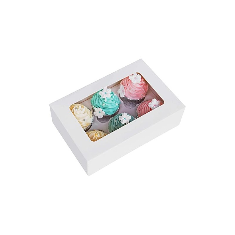 Cajas Cupcakes x 6 (17 x 25 h: 11 cm) con Visor y Separador (x 10)