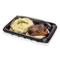 Bandeja Sushi Negra PET con tapa (18 x 25) x 50 unidades