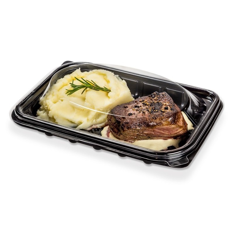Bandeja Sushi Negra PET con tapa (18 x 25) x 50 unidades