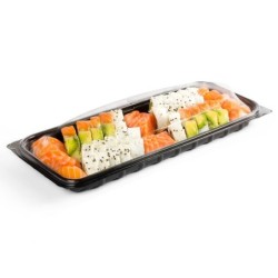 Bandeja Negra con tapa sushi (18 x 42 cm) x 50 unidades
