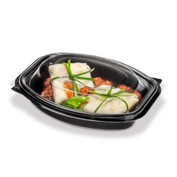 Bandeja Sushi Negra PET c/tapa Bandex (19 x 15 cm) x 50 unidades