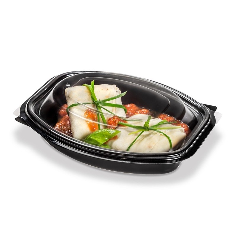 Bandeja Sushi Negra PET c/tapa Bandex (19 x 15 cm) x 50 unidades