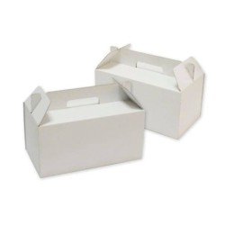 Estuche Maletin Cartulina Blanca c/manija (24 x 18 h: 10 cm) x 10 unidades