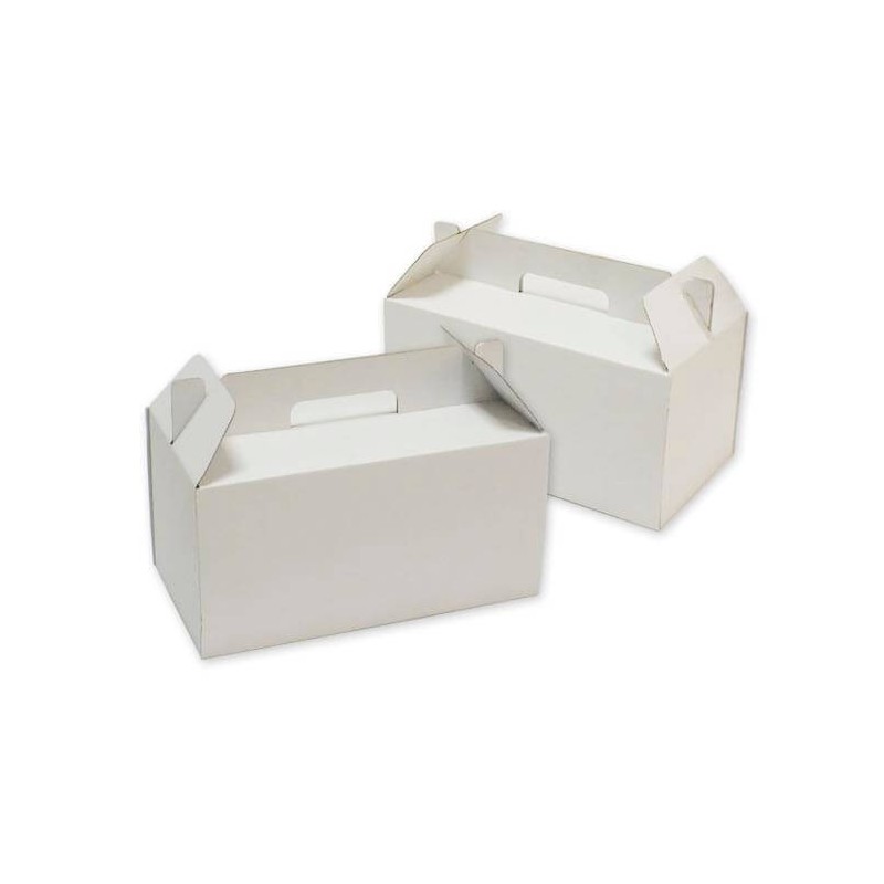 Estuche Maletin Cartulina Blanca c/manija (24 x 18 h: 10 cm) x 10 unidades