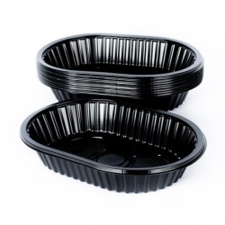 Bandeja 105 PET NEGRA OVAL Bandex (x 100 unidades)