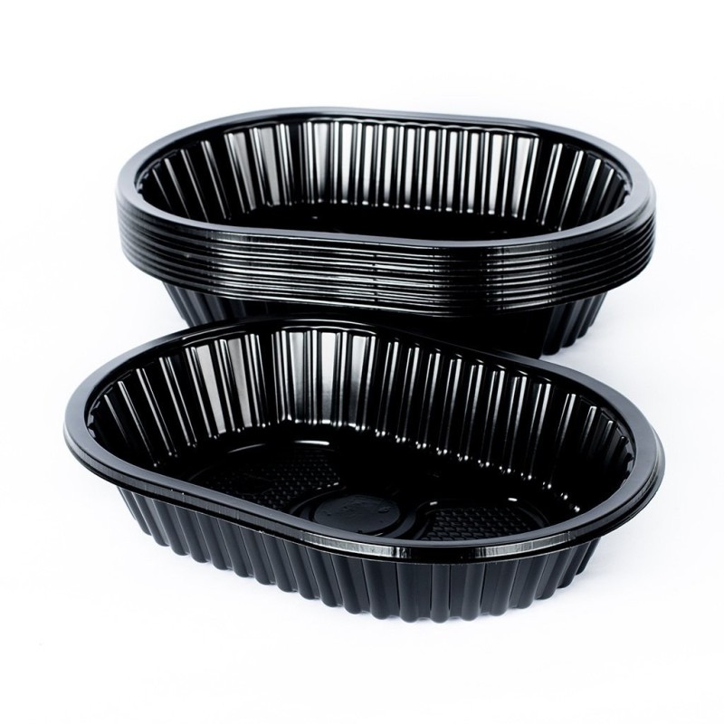 Bandeja 105 PET NEGRA OVAL Bandex (x 100 unidades)