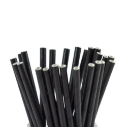 Sorbetes de Papel Negro 20 cm x 7 mm (paq x 200 unidades)