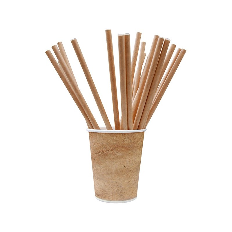 Sorbetes de Papel Kraft 20 cm x 7 mm (paq x 200 unidades)