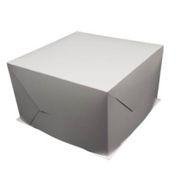 Caja Torta Cartulina Blanca + Tapa 25 x 25 h: 15 cm (x 10 unidades)