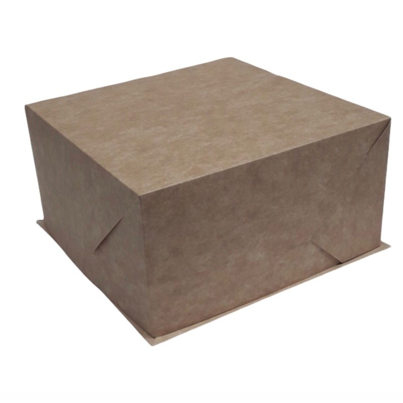 Caja Torta Cartulina KRAFT + Tapa 25 x 25 h: 15 cm (x 10 unidades)