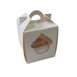 Cajas Cupcakes x 1 (9 x 9 h: 10,5 cm) c/ Visor y Separador (x 10 unid)