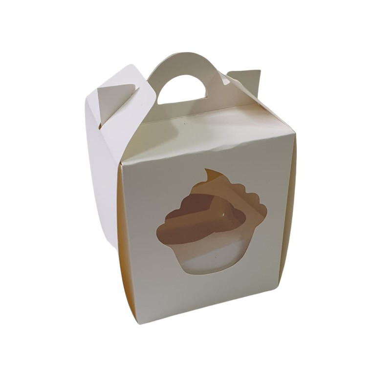 Cajas Cupcakes x 1 (9 x 9 h: 10,5 cm) c/ Visor y Separador (x 10 unid)