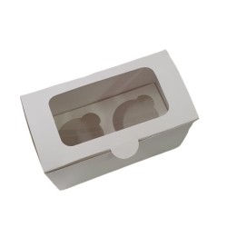 Cajas Cupcakes x 2 (17 x 9,5 h: 10 cm) c/ Visor y Separador (x 10 unid)