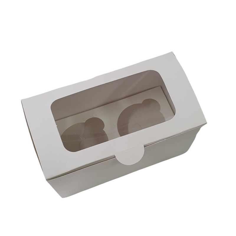 Cajas Cupcakes x 2 (17 x 9,5 h: 10 cm) c/ Visor y Separador (x 10 unid)