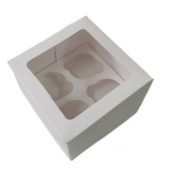 Cajas Cupcakes x 4 (17 x 17 h: 11 cm) c/ Visor y Separador (x 10 unid)
