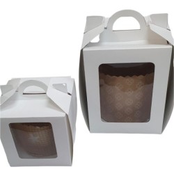 Caja Blanca Pan Dulce con Visor (10.5 x 10.5 h: 11 cm) x 10 unidades