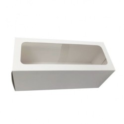 Estuche Cartulina Blanca c/ Visor p/ budín (24 x 8.5 h: 10 cm) x 10 unidades