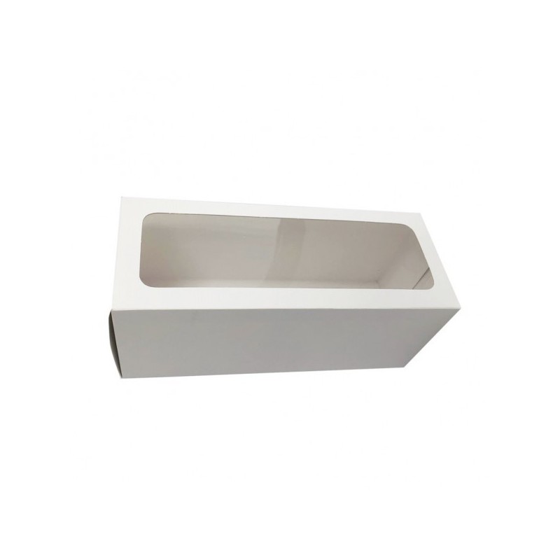 Estuche Cartulina Blanca c/ Visor p/ budín (24 x 8.5 h: 10 cm) x 10 unidades