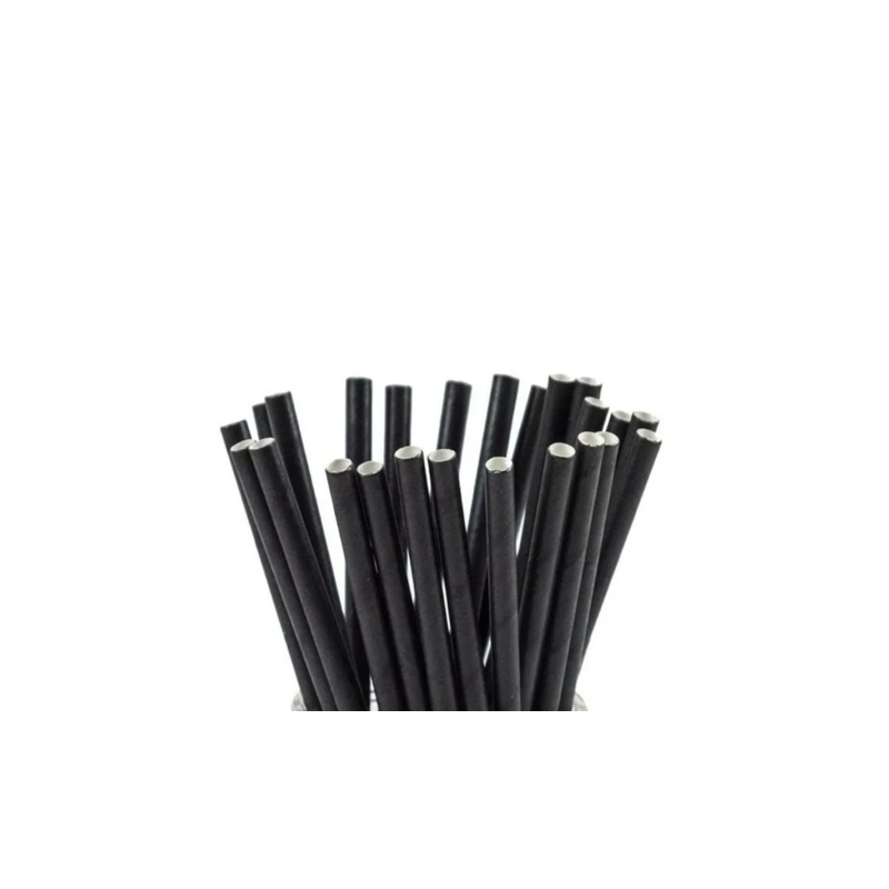 Sorbetes de Papel Negro 20 cm x 8 mm (paq x 500 unidades)