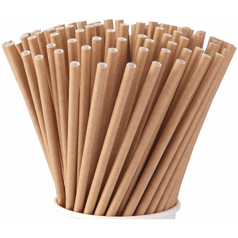 Sorbetes de Papel Kraft 20 cm x 8 mm (paq x 500 unidades)