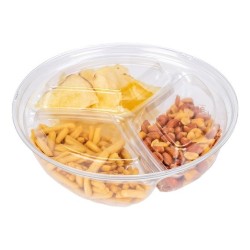 Bowl Cristal Redondo 720 cc con 3 Divisiones + Tapa (x 100 unidades)