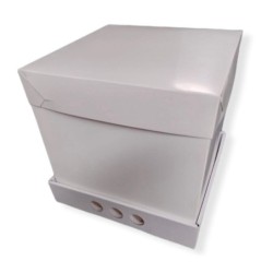 Caja Torta Micro Blanca + Tapa Cartulina Alta 25 x 25 x 25 cm (x unidad)