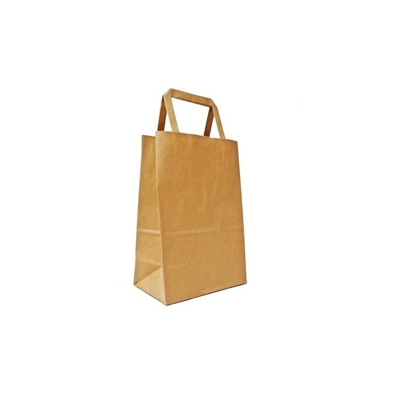 Bolsa Kraft Marrón 14 x 8 x 20 cm con manija (Mod Acuario)