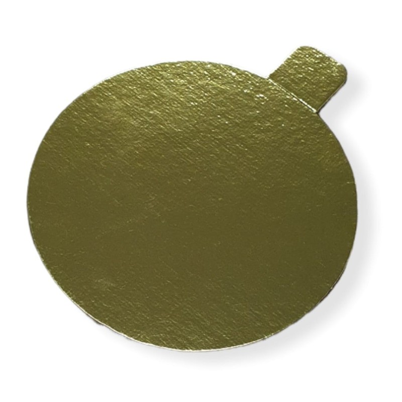 Disco Cartón ORO Metalizado 10 cm con pestaña (x 100 unidades)