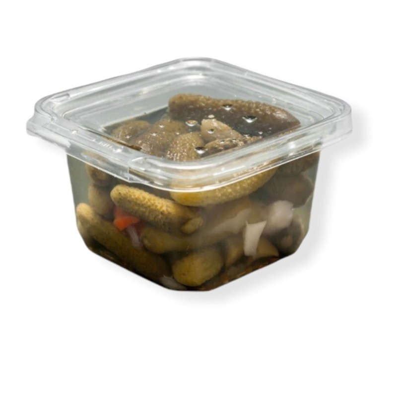Pote Cuadrado PET 390 cc c/Tapa con Precinto de Seguridad (x 100)