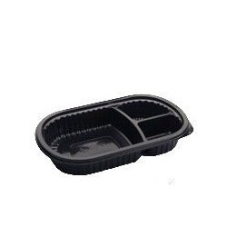 Bandeja Negra 106 Apta Micro Oval 3 Divisiones (x 100 unidades)