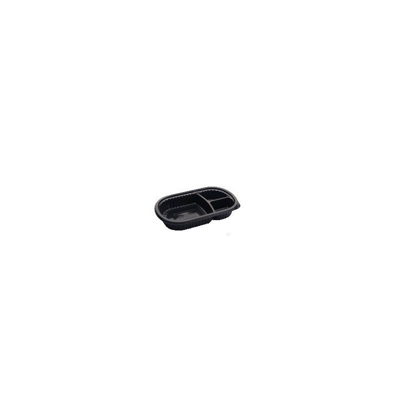 Bandeja Negra 106 Apta Micro Oval 3 Divisiones (x 100 unidades)
