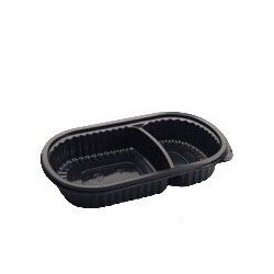 Bandeja Negra 106 Apta Micro Oval 2 Divisiones (x 100 unidades)