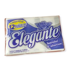 Pañuelos Elegante Tissue D/Hoja (6 paq x 12 unid c/u)