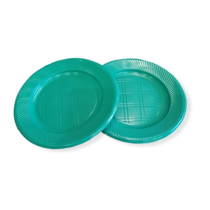 Plato Plástico Verde 22 cm (x 50 unidades)