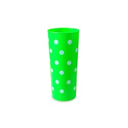 Vaso Trago Largo PP Verde con  Lunares Blancos (x 50)