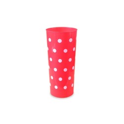 Vaso Trago Largo PP Rojo con  Lunares Blancos (x 50)