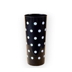 Vaso Trago Largo PP Negro con  Lunares Blancos (x 50)