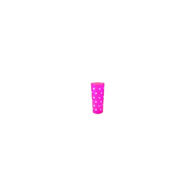 Vaso Trago Largo PP Fucsia con  Lunares Blancos (x 50)
