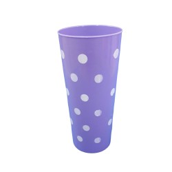 Vaso Trago Largo PP Lila con  Lunares Blancos (x 50)
