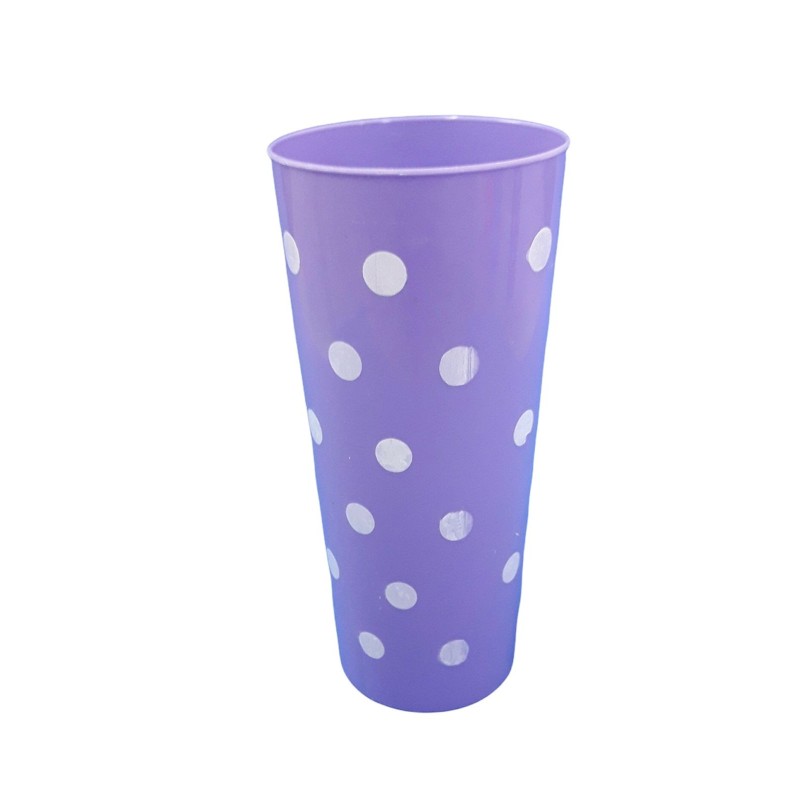 Vaso Trago Largo PP Lila con  Lunares Blancos (x 50)
