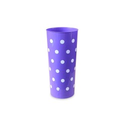 Vaso Trago Largo PP Azul con  Lunares Blancos (x 50)