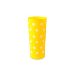 Vaso Trago Largo PP Amarillo con  Lunares Blancos (x 50)