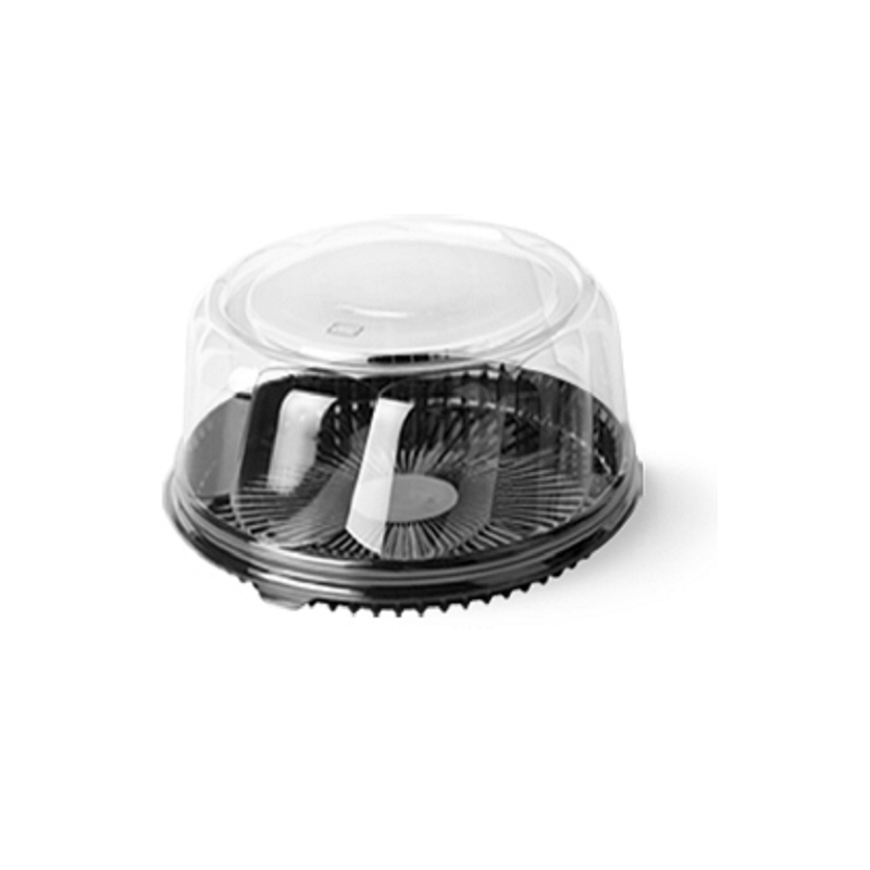 Tortera Negra 18,5 cm (h: 5,5 cm) con tapa cristal (x 10 unidades)