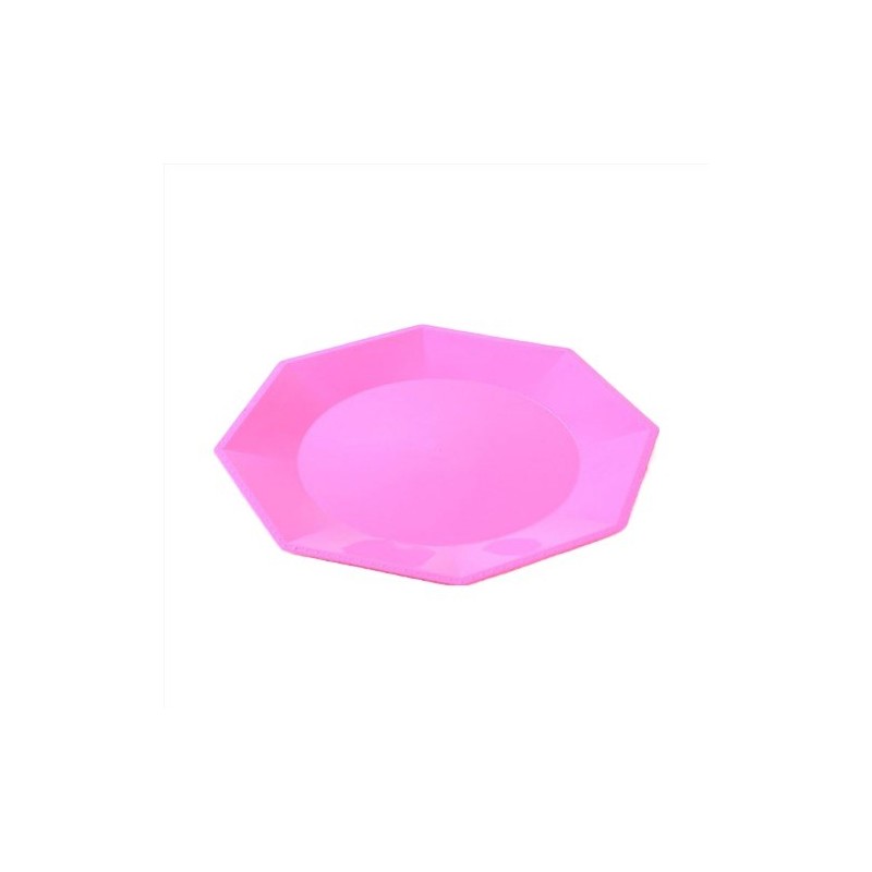 Plato Octogonal Grande 22 cm Rosa Pastel (x 10 unidades)