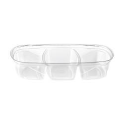 Contenedor Cristal Oval (23,5 x 14,5 x 4,8 cm) c- 3 Divisiones (x 100)