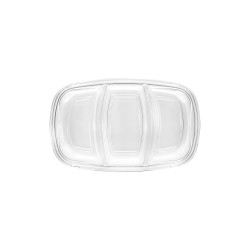 Contenedor Cristal Oval (23,5 x 14,5 x 4,8 cm) c- 3 Divisiones (x 100)