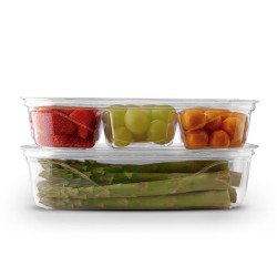Contenedor Cristal Oval (23,5 x 14,5 x 4,8 cm) c- 3 Divisiones (x 100)