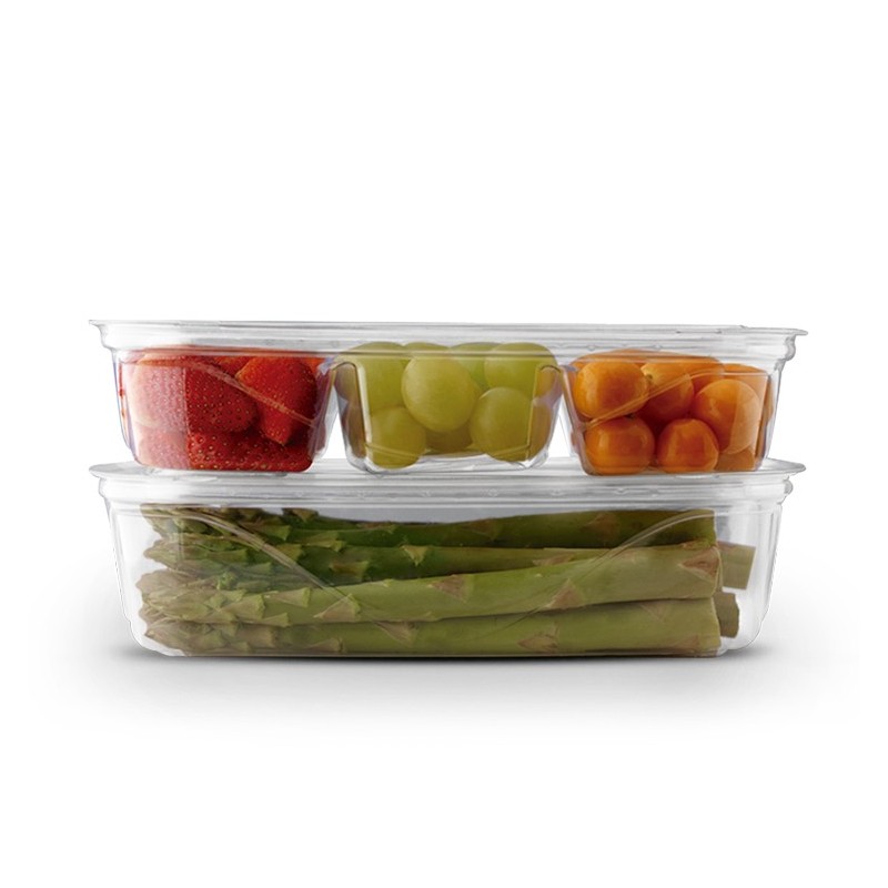 Contenedor Cristal Oval (23,5 x 14,5 x 4,8 cm) c- 3 Divisiones (x 100)