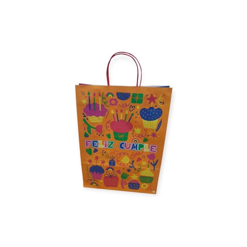 Bolsa "FELIZ CUMPLE" 30 x 12 x 41 cm c- manijas